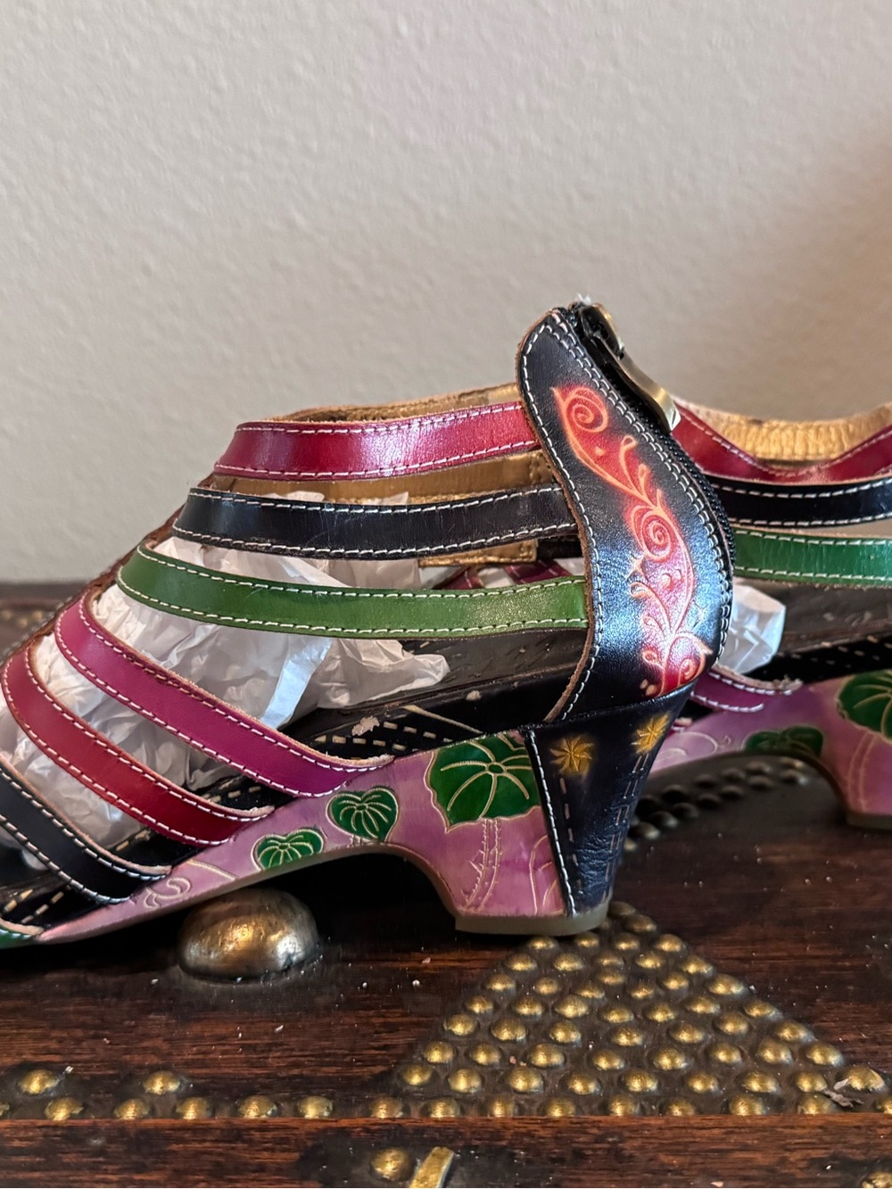 Multicolor Strappy Heeled Sandals Pink, Green, Black! Elite Corkus St. Martin. - Picture 8 of 11